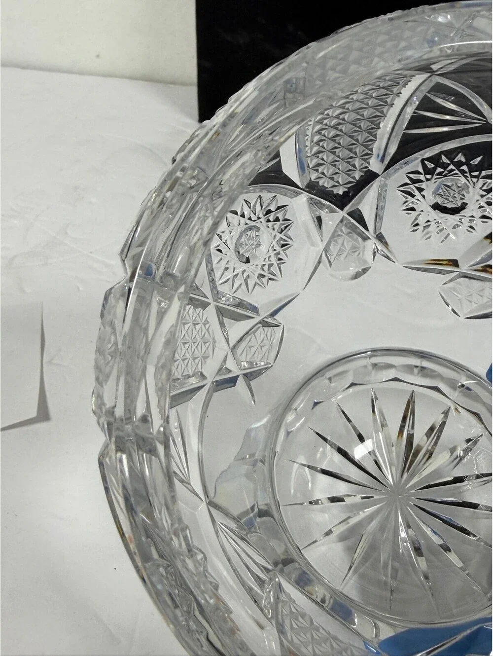 Vintage Crystal Cut Glass Pedestal Bowl Decorative Centerpiece F4